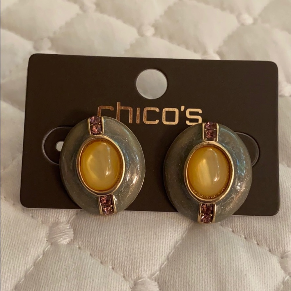 Chico Earring set NWT in gold bag ( pierced ear) - Picture 4 of 6